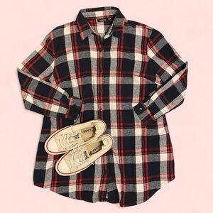 Boohoo Red and White Plaid Shirt